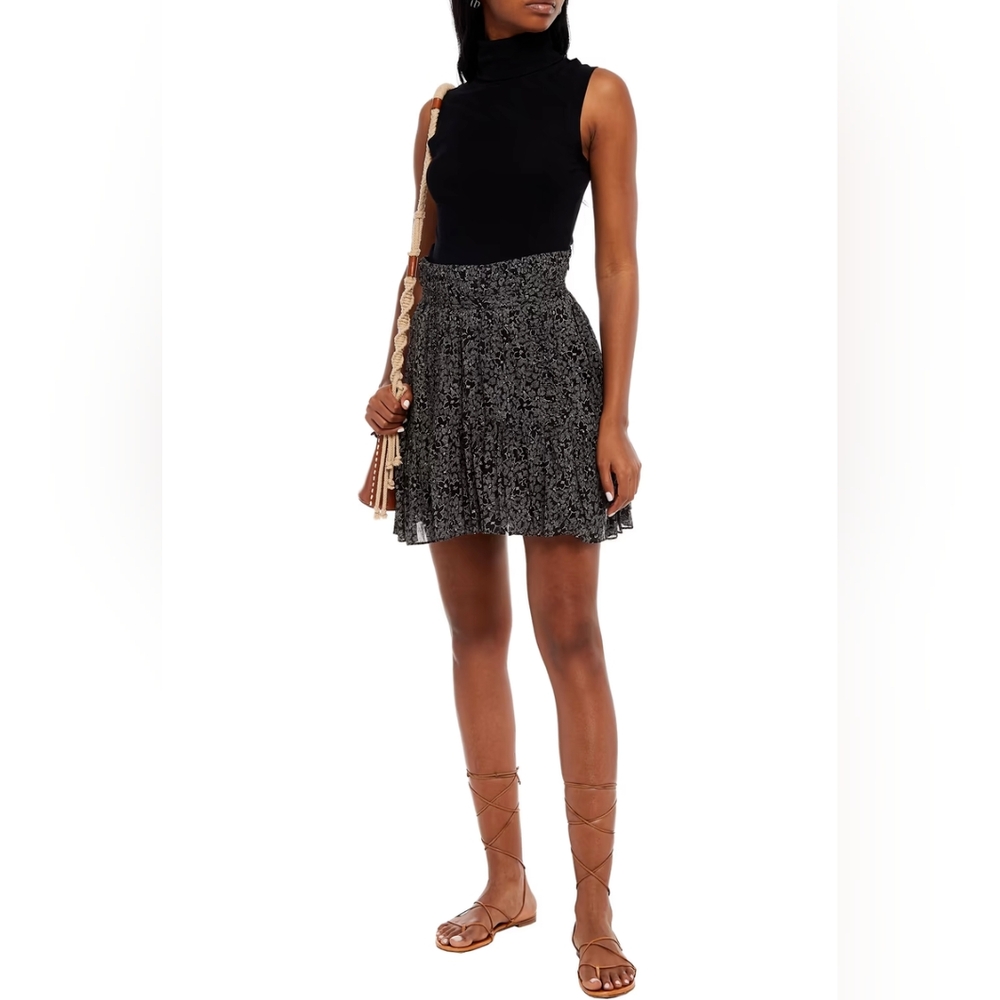 Isabel Marant Etoile Laraya Women's Floral Printed Black Cotton Short Skirt